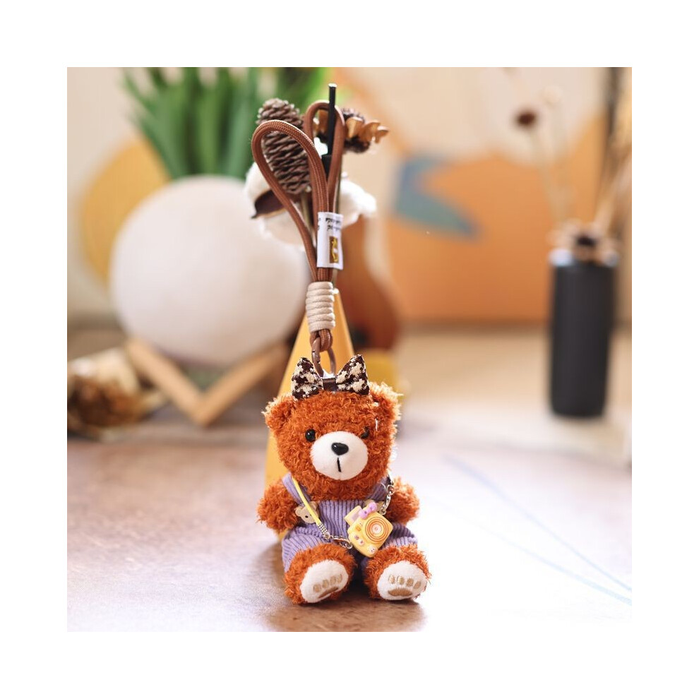 (Red Bear)Pull ours en peluche doux pendentif porte clé pour sac à dos décoration et cadeaux