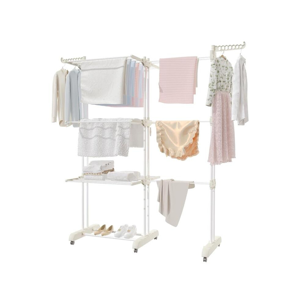 (White Oak & Tea Clothes Drying Rack Foldable ) Oak&Tea Clothes Drying Rack Foldable-Adjustable4Tier Clothes Airer,Large Clothes Dryer Rack,Air Dryers