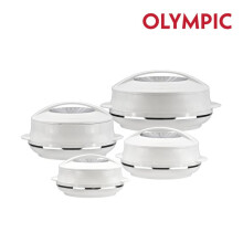 (4pc White) Insulated Serving Dishes with Lids -Thermal Hot Food Containers Set Pot Warmer Cookware Kitchen Classic hot pots
