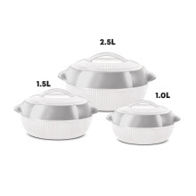 (White/Silver) Insulated Serving Dishes with Lids -Thermal Hot Food Containers Set Pot Warmer Cookware Kitchen Classic hot pots