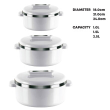 (White) Insulated Serving Dishes with Lids -Thermal Hot Food Containers Set Pot Warmer Cookware Kitchen Classic hot pots