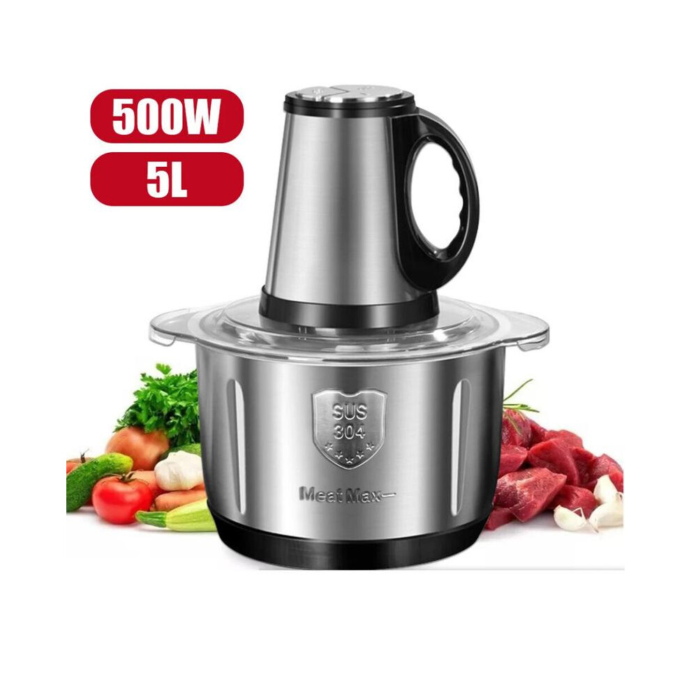 (Black 5L 500W) 2L-5L Electric Meat Grinder Mincer Mixer Home Blender Mini Food Chopper Processor