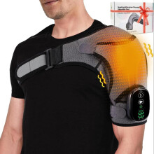 (Gray and black, one-size) Electric Shoulder Heating Vibration Massager, Shoulder Massager for Back & Neck, Back Massager, Fascia Release for Neck and Shoulder