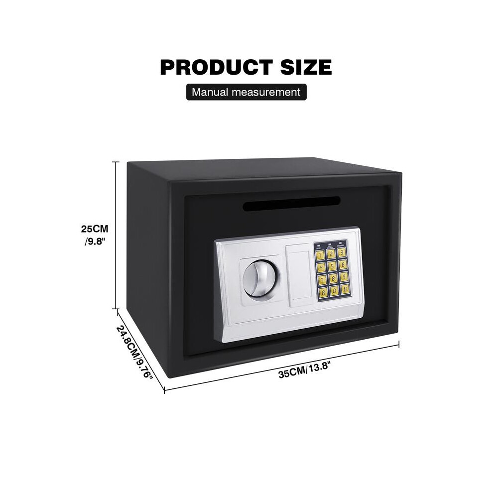 (Black-16L-250X350x250 Mm) Digital Safe Electronic Boxes Cabinet Safes Wall Safe Password With Pin Code And Key,Small Safe Money Box Wall Mounted For 4761048943273