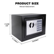 (Black-4.6L-170x230x170 mm) Digital Safe Electronic Boxes Cabinet Safes Wall Safe Password with PIN code and Key,Small Safe Money Box Wall Mounted for Home230mmx170mmx170mm