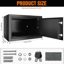 (Black-8.5L-200x310x200 mm) Digital Safe Electronic Boxes Cabinet Safes Wall Safe Password with PIN code and Key,Small Safe Money Box Wall Mounted for Home230mmx170mmx170mm