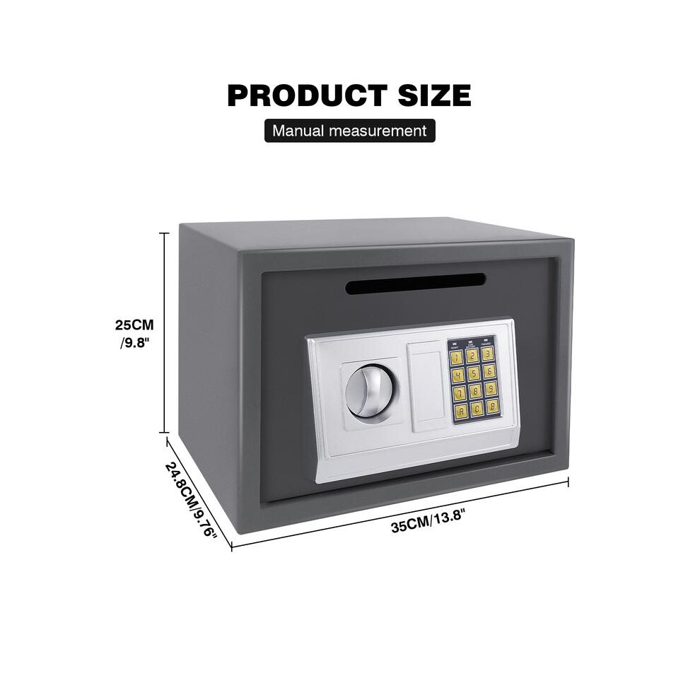 (Grey-16L-250X350x250 Mm) Digital Safe Electronic Boxes Cabinet Safes Wall Safe Password With Pin Code And Key,Small Safe Money Box Wall Mounted For H 4761048943303