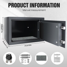 (Grey-8.5L-200x310x200 mm) Digital Safe Electronic Boxes Cabinet Safes Wall Safe Password with PIN code and Key,Small Safe Money Box Wall Mounted for Home230mmx170mmx170mm