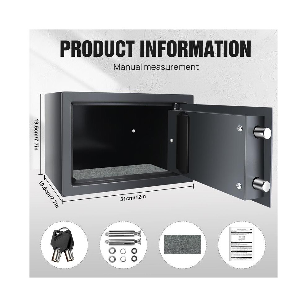 Grey (-8.5L-200X310x200 Mm) Digital Safe Electronic Boxes Cabinet Safes Wall Safe Password With Pin Code And Key,Small Safe Money Box Wall Mounted For