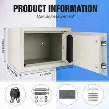 (White-8.5L-200x310x200 mm) Digital Safe Electronic Boxes Cabinet Safes Wall Safe Password with PIN code and Key,Small Safe Money Box Wall Mounted for Home230mmx170mmx170mm