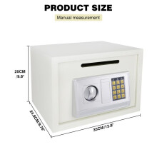 (White-16L-250x350x250 mm) Digital Safe Electronic Boxes Cabinet Safes Wall Safe Password with PIN code and Key,Small Safe Money Box Wall Mounted for Home230mmx170mmx170mm