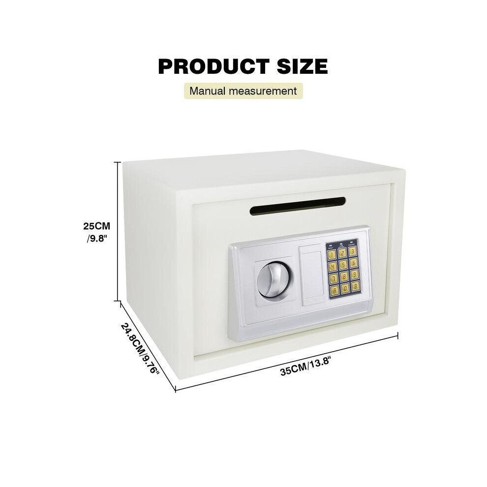 (White-16L-250X350x250 Mm) Digital Safe Electronic Boxes Cabinet Safes Wall Safe Password With Pin Code And Key,Small Safe Money Box Wall Mounted For 4761048943334