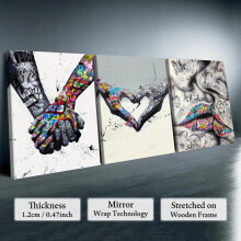 (12X16inch(Framed)-C, Multicolor) Wooden Framed Canvas Painting, 3 Counts Abstract Metal Figure Pattern Wall Art, Modern Art Wall Decor for Home Living Room Bedroom