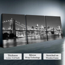 (12X16inch(Framed)-A, Multicolor) Cityscape Pattern Canvas Painting with Wooden Frame, 3 Counts/set Modern Living Room Art Wall Decor, Exquisite Landscape Painting, Wall Art