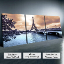 (12X16inch(Framed)-E, Multicolor) Cityscape Pattern Canvas Painting with Wooden Frame, 3 Counts/set Modern Living Room Art Wall Decor, Exquisite Landscape Painting, Wall Art