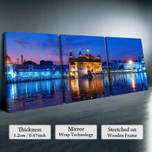 (12X16inch(Framed)-K, Multicolor) Cityscape Pattern Canvas Painting with Wooden Frame, 3 Counts/set Modern Living Room Art Wall Decor, Exquisite Landscape Painting, Wall Art