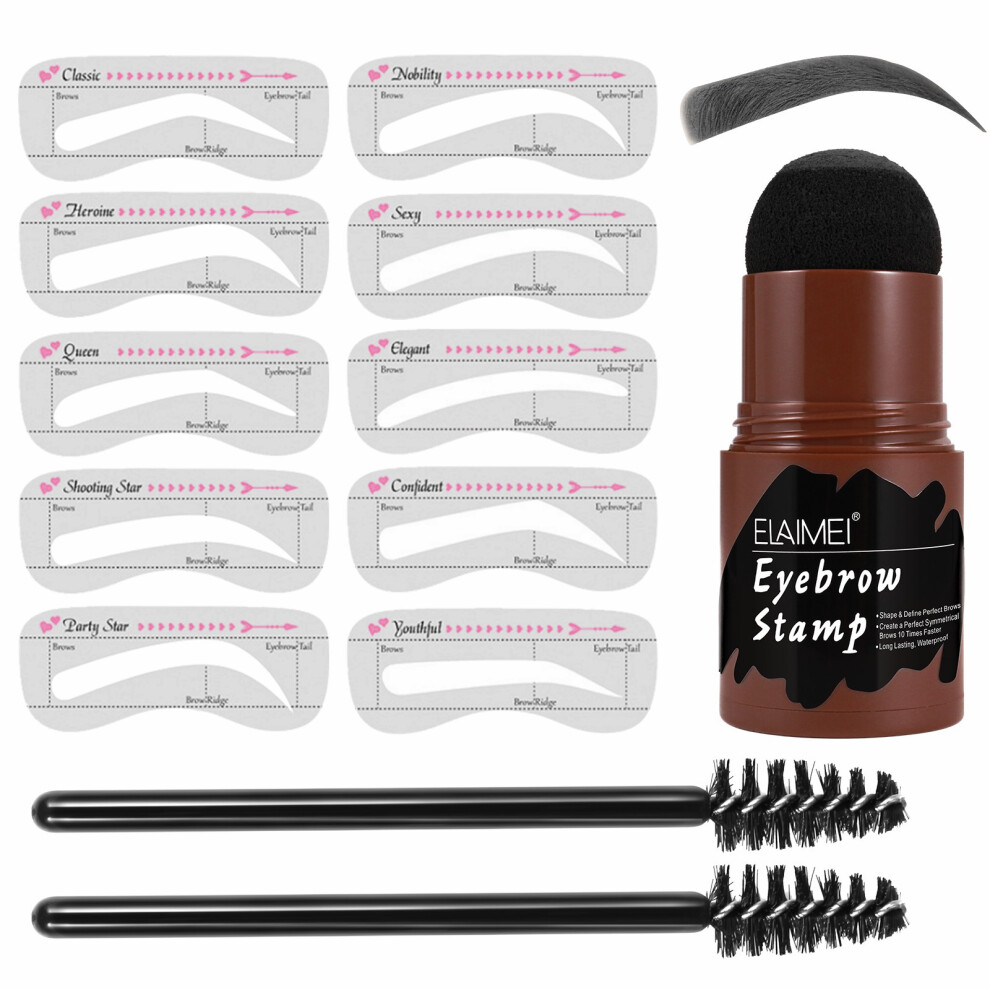 (Black) ELAIMEI eyebrow contour powder, brown shaping Lido three-color triangle powder flat eyebrow pen