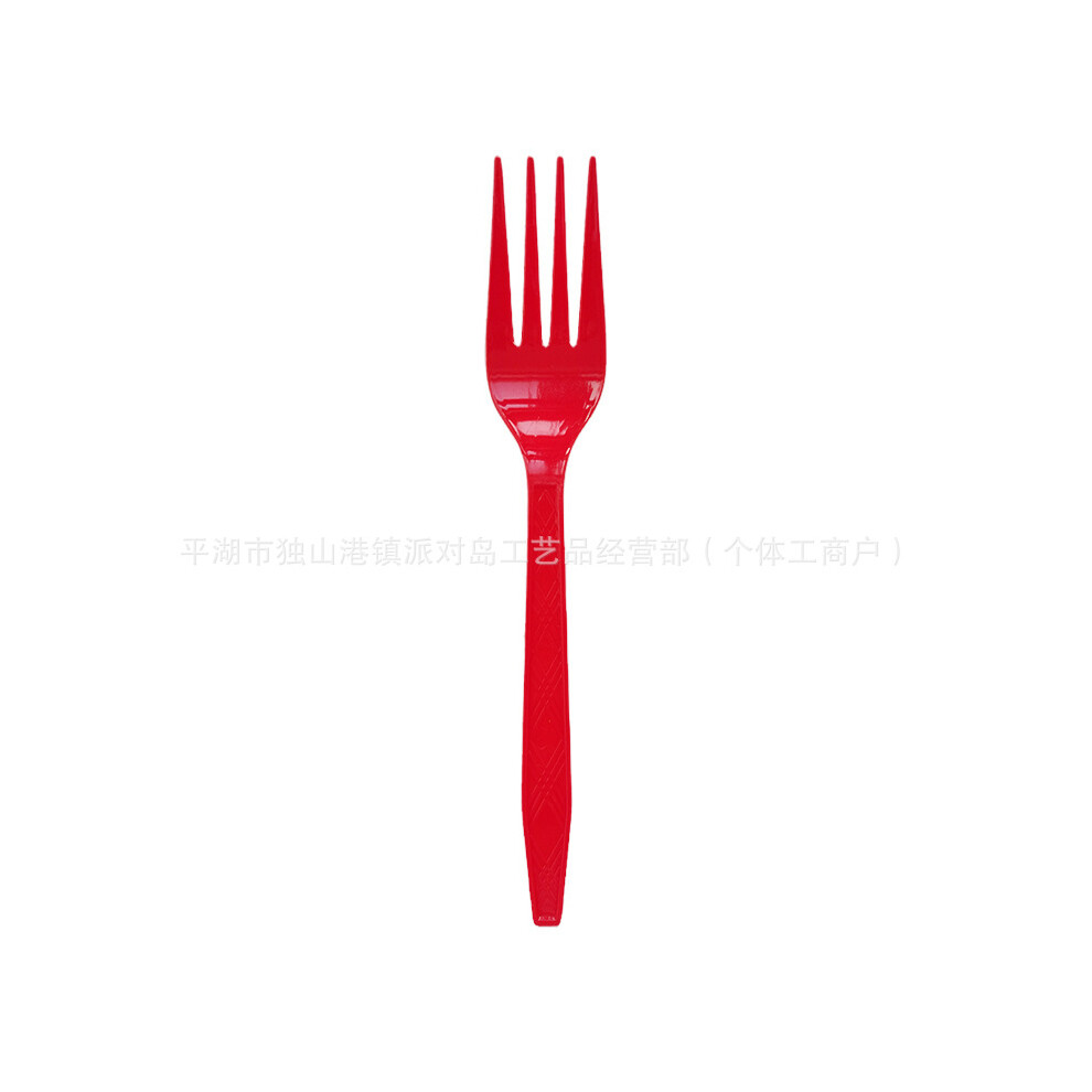 (Red Fork 10PCS) Children's birthday party decoration supplies disposable paper tray paper cup knife fork spoon set layout