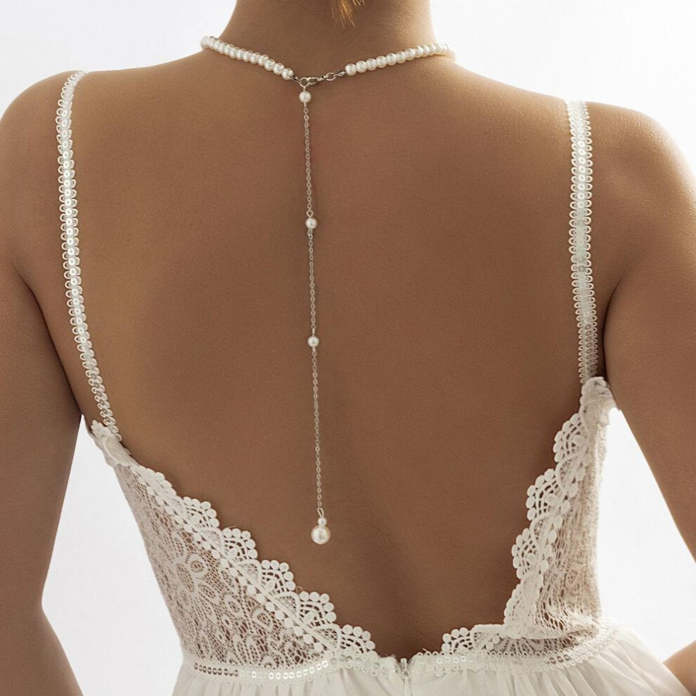 Elegant Pearl Back Body Chain - Stunning Bridal & Beach Jewelry For Women, Perfect For Weddings And Special Occasions