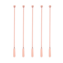 5Pcs Stainless Steel Stirrer Beverage Stirrers Stir Cocktail Swizzle Stick-Rose Gold-Straight Bar,19Cm