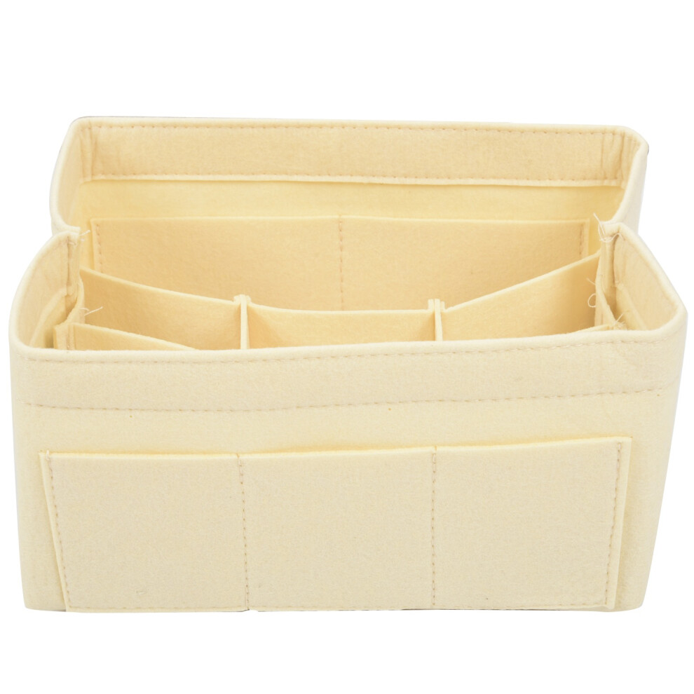 Torribaly White Felt Cloth Inner Bag Fits In Insert Handbag Multi-Pockets Cosmetic Bags Storage And Personal Belongings Organizer
