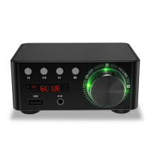 50W + 100W Bluetooth 5.0 Amplifier Digital Audio Power Amp Class D USB AUX TF Home Theater HiFi Stereo Black