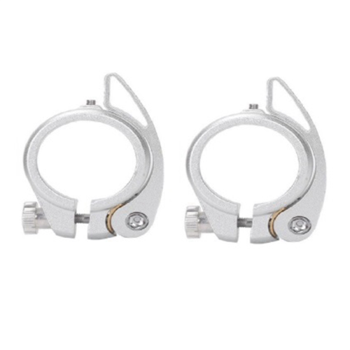 2Pcs Folding Bicycle Seat Pipe Clamp with Quick Release Lever on Behalf is Suitable Sp8 40mm, Silver 1