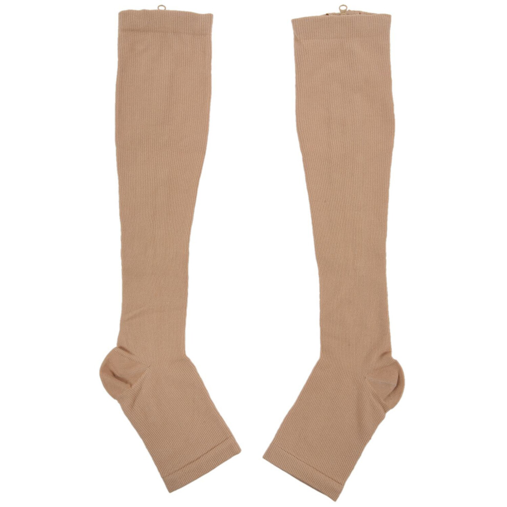 Torribaly Beige Increasing Circulation Compression Knee Socks Leg Support Stockings S