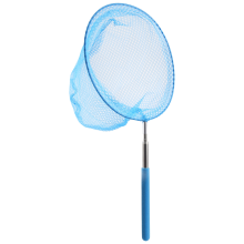 Outdoor Catching Butterfly Net Fishing Bag Stainless Steel Telescopic Tool Portable Net-Blue