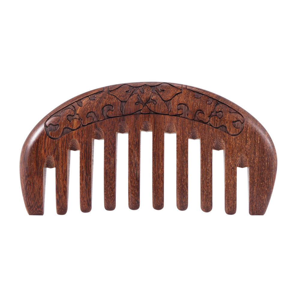 Torribaly Wood Comb Wooden Hair Comb Natural Comb-Anti Static Massage Through The (Flower-Wide Tooth)
