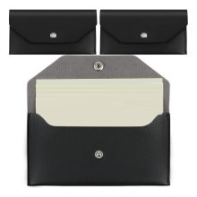 sobres de cuero sintético para dinero en efectivo, impermeables, reutilizables, tipo billetera, color negro