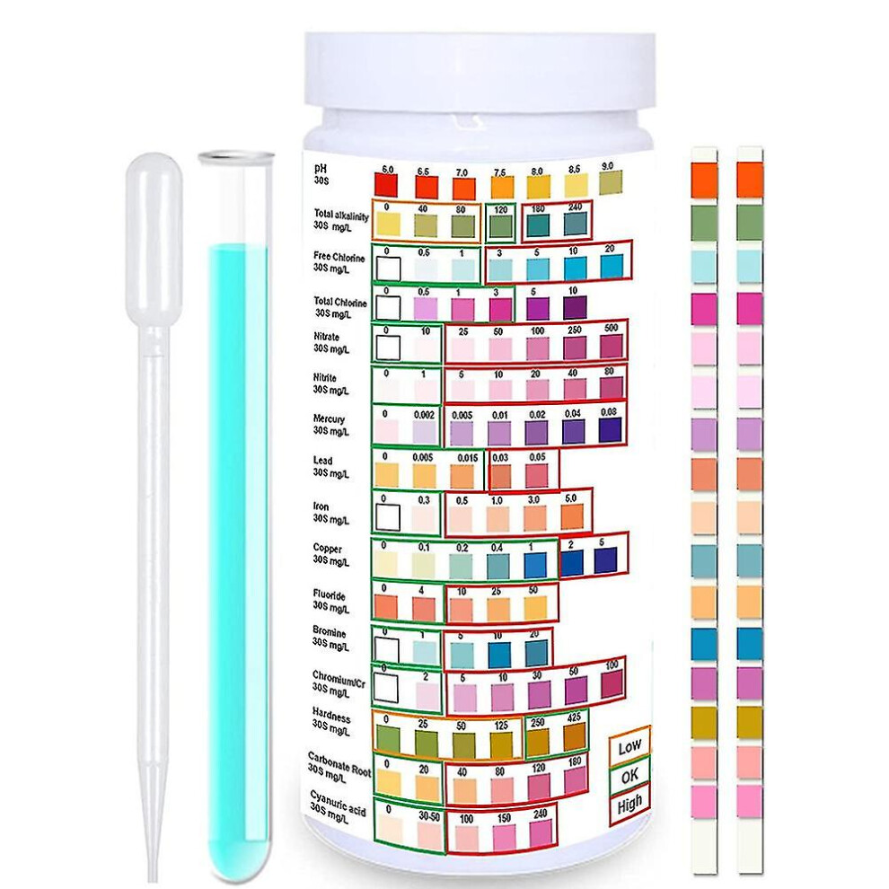 Kikidex (As Show, One Size) Water Testing Strips Compatible With Drinking Water- Epa Level Home Use, Water Test Strips With Lead, Mercury-C10