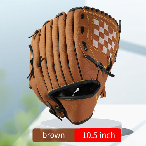 Luvas de beisebol de 10,5 polegadas para campo profissional e softball PU para pegar marrom 2
