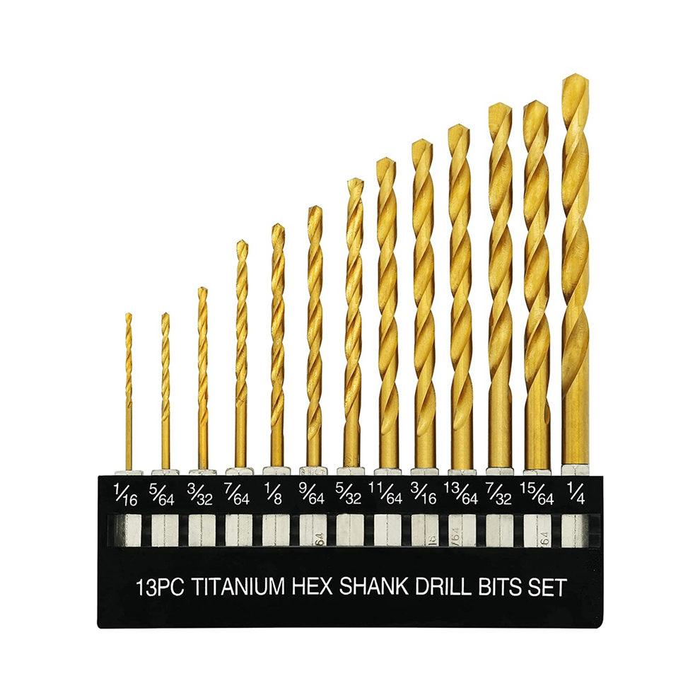 Photos - Bits / Sockets Titanium Hex Drill Bit Set 135 Degree Tip HSS Impact for Metal, Wood Quick Change Design