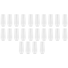 24 Stemless Plastic Champagne Flutes - 9 Oz Glasses Clear