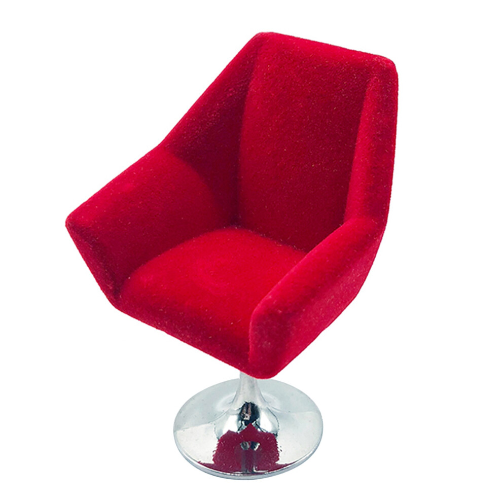 Fauteuil miniature pour maison de poupée 1:12, fauteuil miniature floqué pour décoration, accessoire rouge