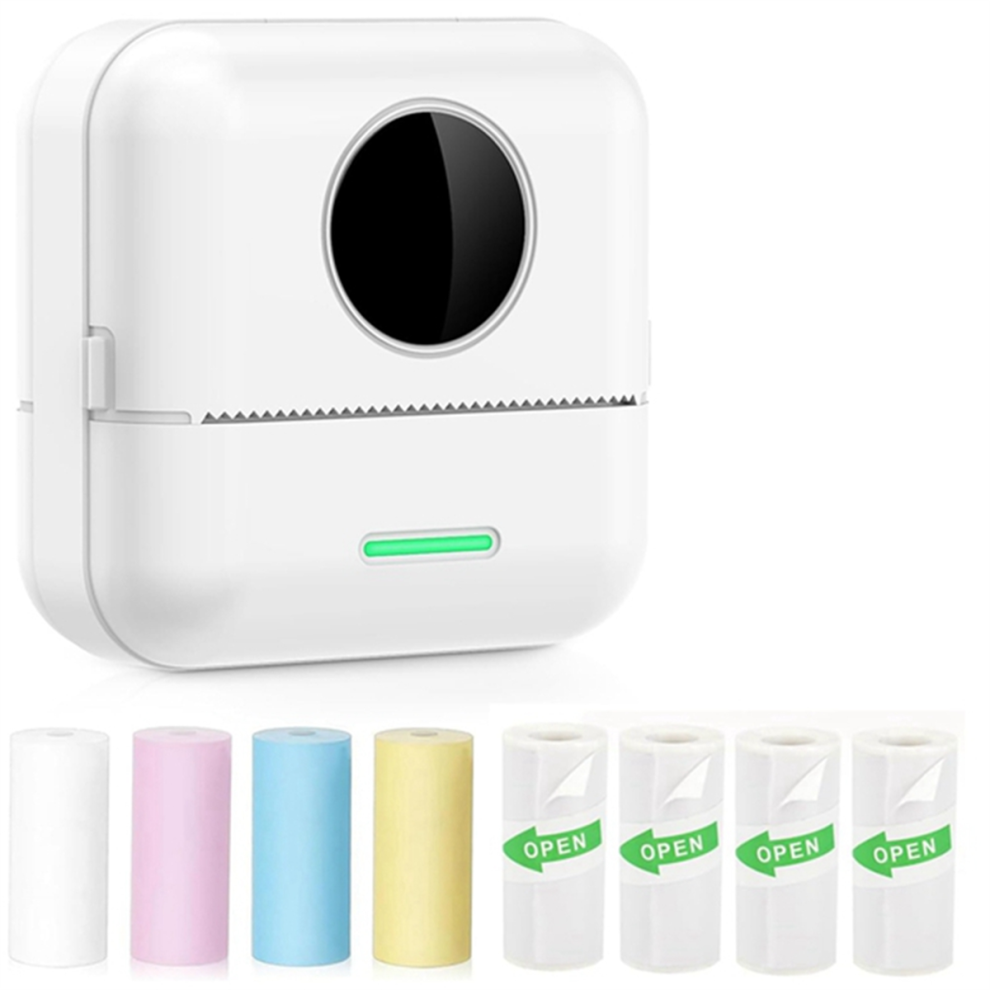 Mini-imprimante thermique, imprimante portable sans encre pour autocollants, blanche