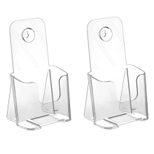 Suporte para folhetos de acrílico com design inclinado, suporte de exposição transparente, suporte de mesa de plástico, pacote com 2