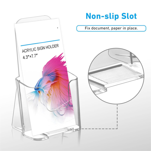 Porta brochure in acrilico con design inclinato, espositore trasparente ...