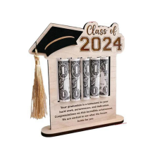 Money Card Holder 2024 Graduation Cash Wooden Black