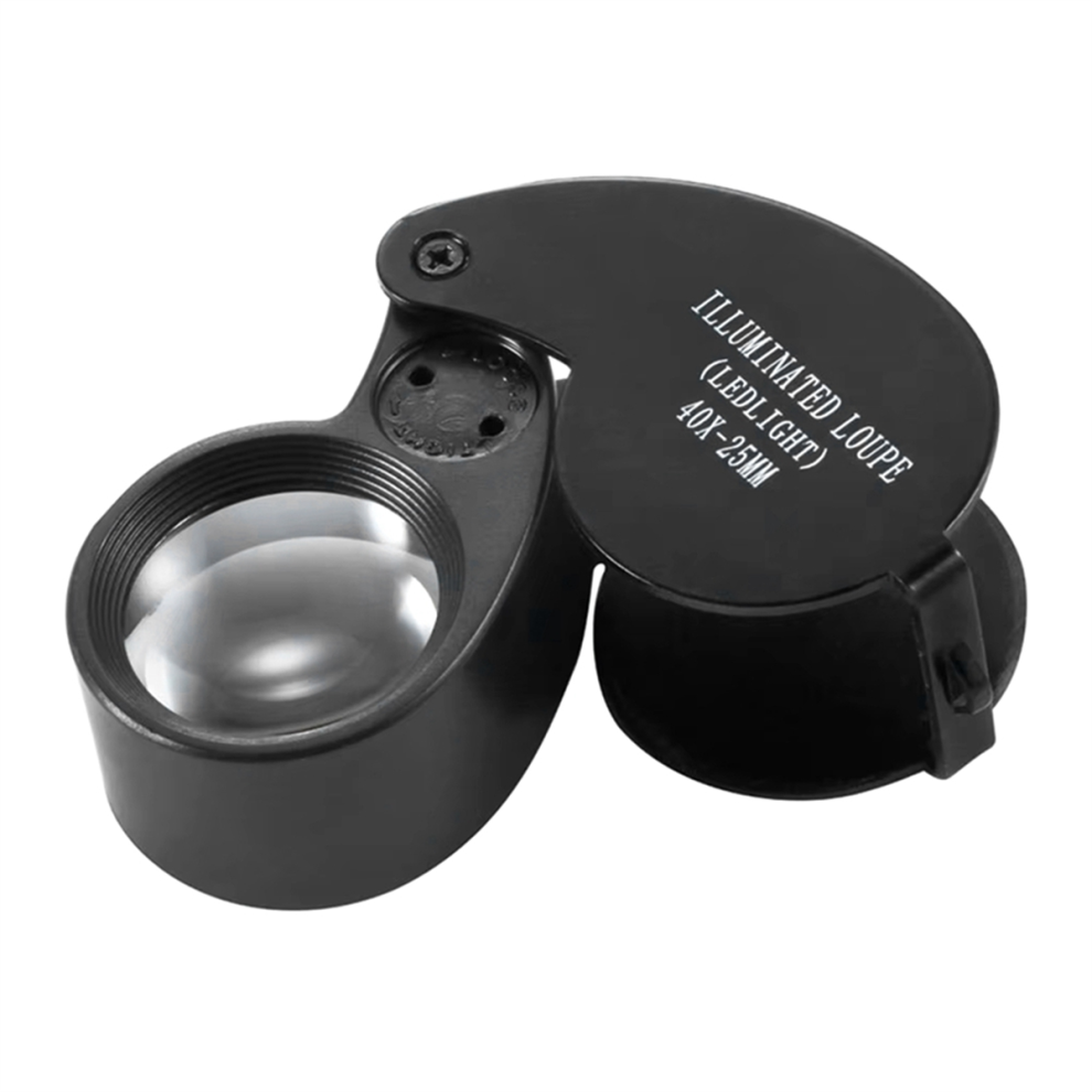 Tauoh 40X Mini Loupe Illuminated Magnifier Glass Eye Jewelers Led Lights