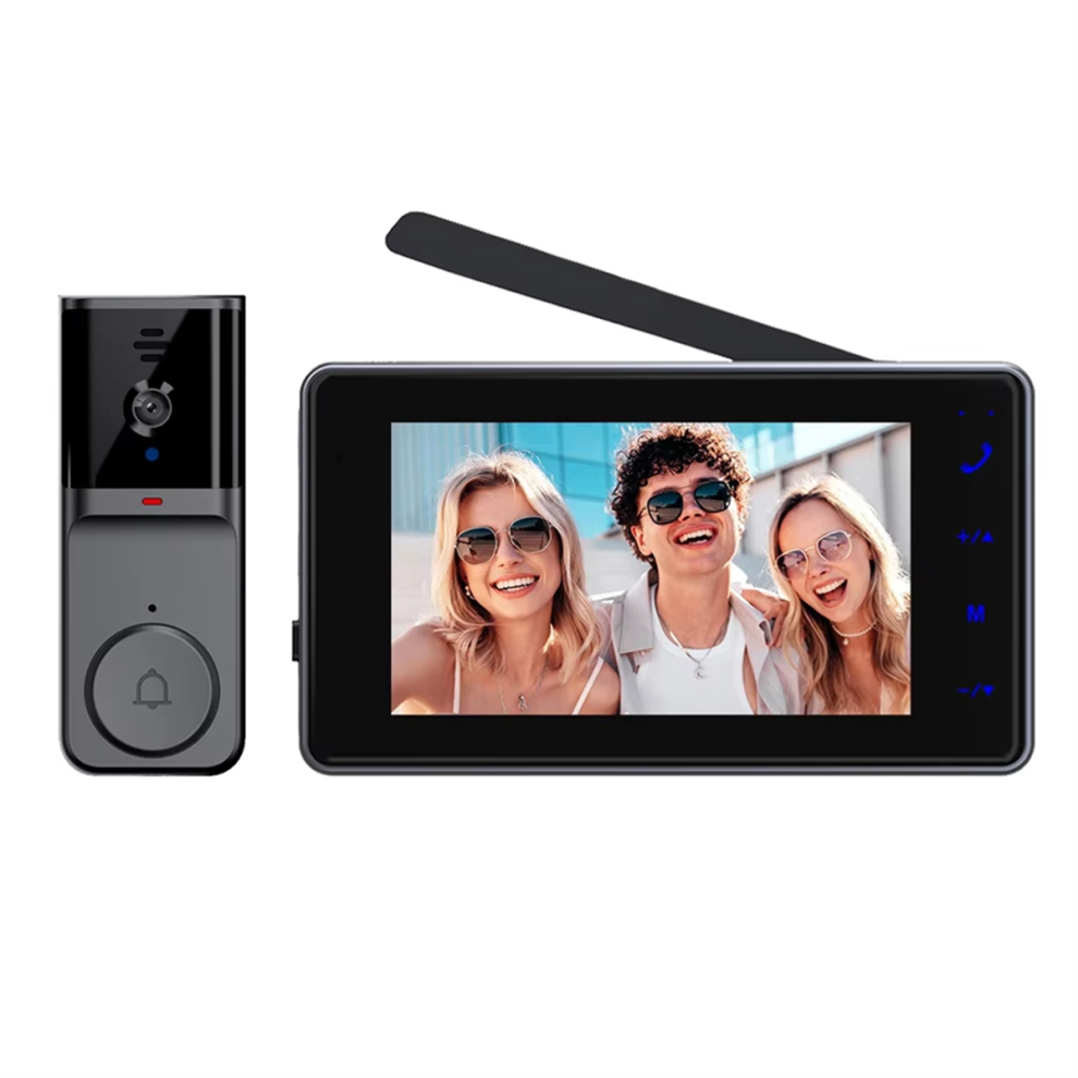 Video Doorbell With 4.3 Inch Ips Screen 2-Way Audio 2.4Ghz Visual Intercom Recording Camera Antenna 4853114397209