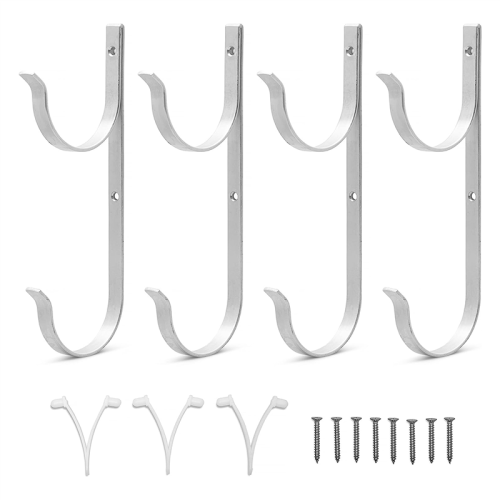 Pool Pole Hanger 4Pc Aluminium Holder Set, Hooks for Telescopic Poles 2