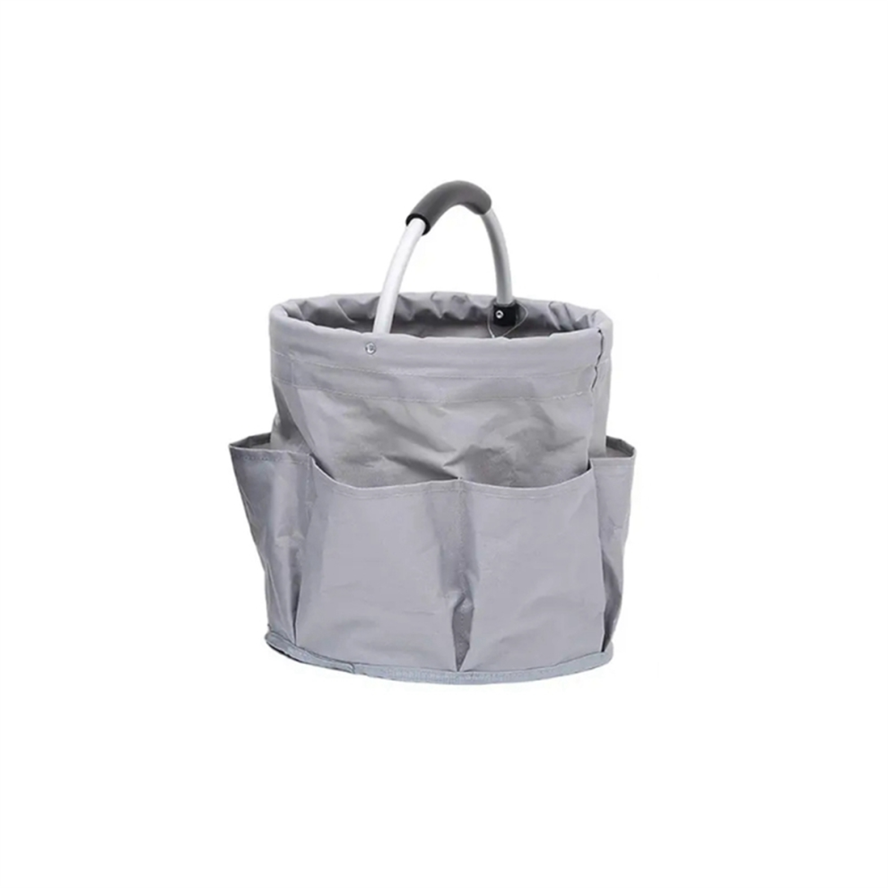 Sac de rangement pliable portable gris pour outils de jardinage, accessoires de plantation manuels, panier de courses et de camping