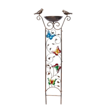 Banho para pássaros ao ar livre, borboletas, jardim, treliça, decoração de quintal