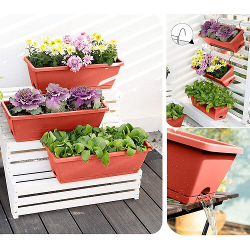 3 Pack 19.6 Inches Window Box Rectangular with Trays 2