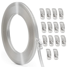 Zestaw opasek zaciskowych do węży 30 stóp, metalowe paski DIY + 15 szt. regulowanych zacisków, opaska ślimakowa