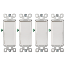 3-Wege-Lichtschalter, weiß, 4er-Pack, drei Wippschalter, 15 A, 120/277 V, Ein/Aus-Paddelunterbrecher