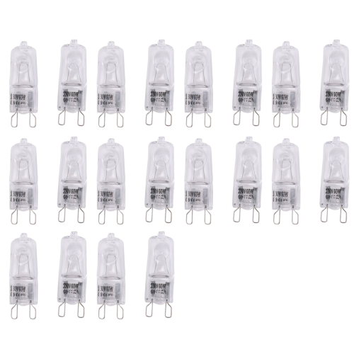 20Pcs G9 Halogen Light Bulbs,60W Clear Lamps Dimmable,2800K 1