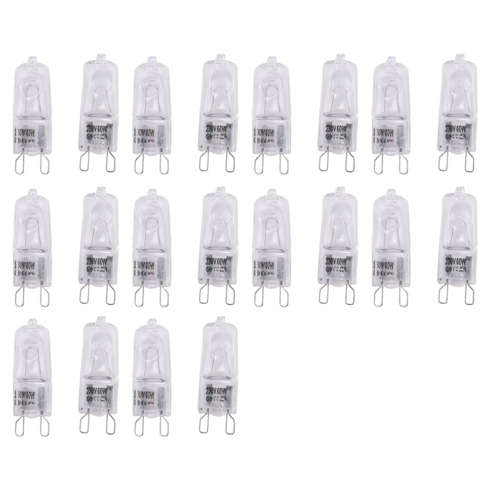 20Pcs G9 Halogen Light Bulbs,60W Clear Lamps Dimmable,2800K